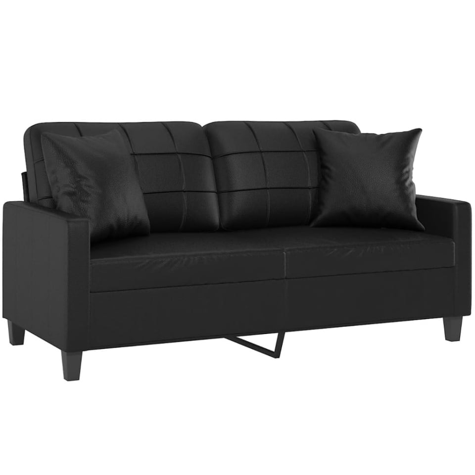 Canapea cu 2 locuri cu pernuțe, negru, 140 cm, piele ecologică - 2 | YEO