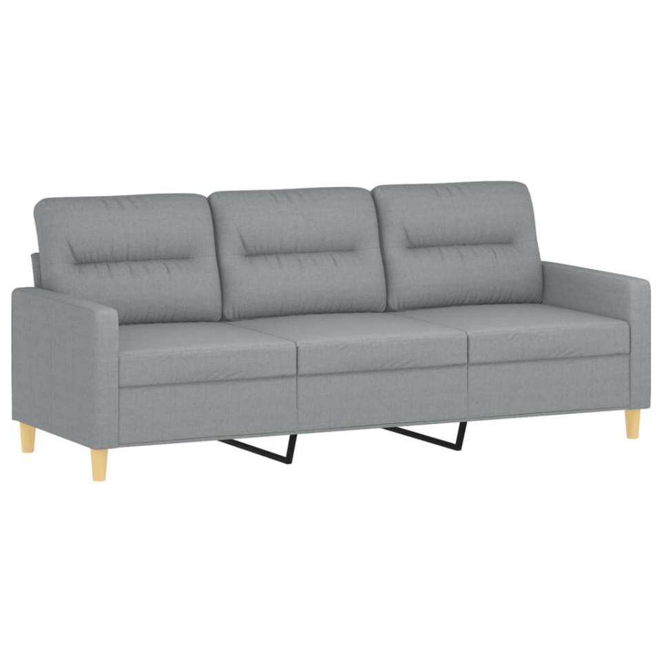 Canapea cu 3 locuri cu pernuțe, gri deschis, 180 cm, textil - 3 | YEO