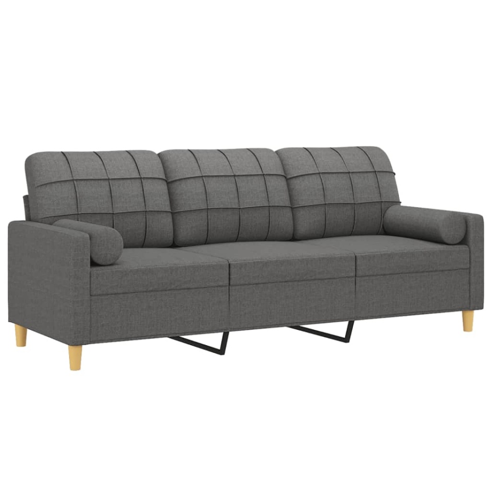 Canapea cu 3 locuri cu pernuțe, gri închis, 180 cm, textil - 2 | YEO