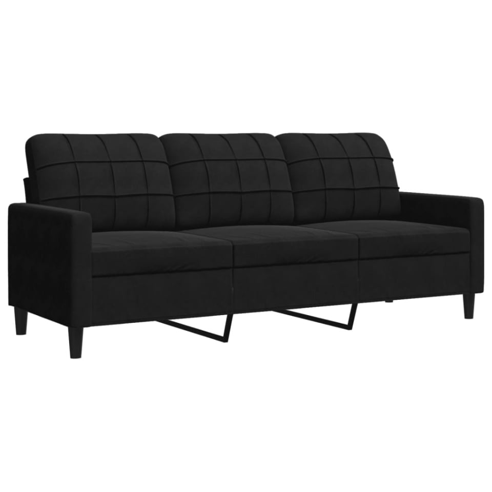 Canapea cu 3 locuri, Negru, 180 cm, catifea - 1 | YEO