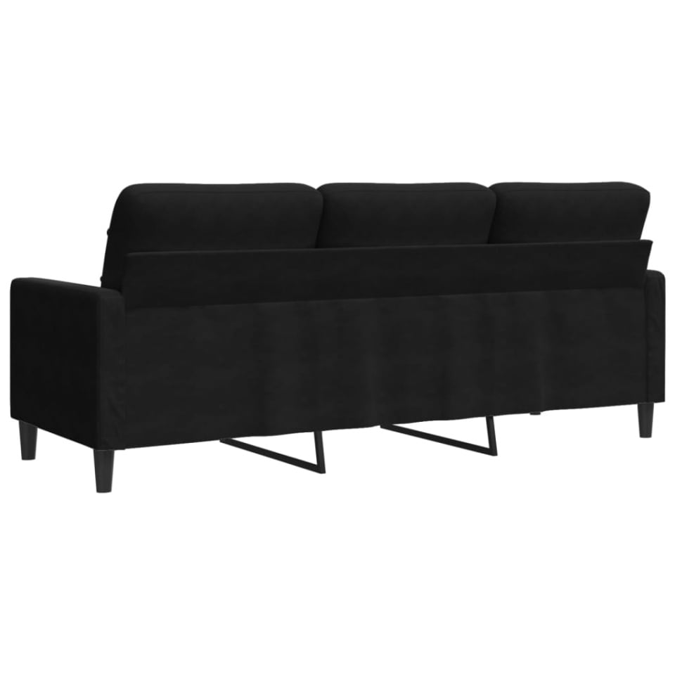 Canapea cu 3 locuri, Negru, 180 cm, catifea - 4 | YEO