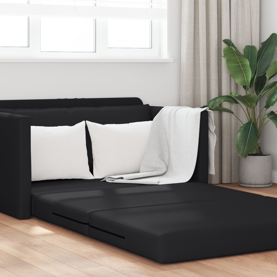 Canapea de Podea Pat 2 în 1 Neagră 124x71x78 cm Piele Sintetică - 3 | YEO