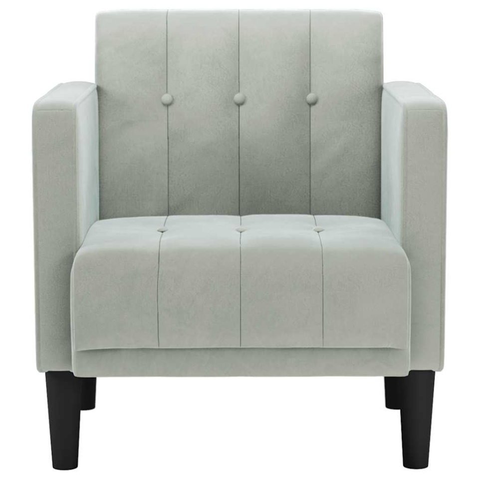 Canapea scaun cu cotiere, gri deschis, 53 cm, catifea - 2 | YEO