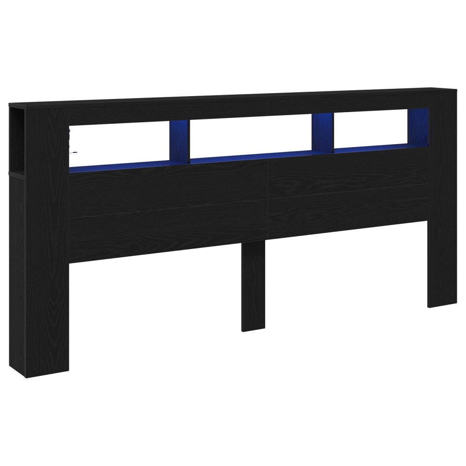 Cap la pat cu lumini LED Negru Stejar 220x18,5x103,5 cm - 2 | YEO