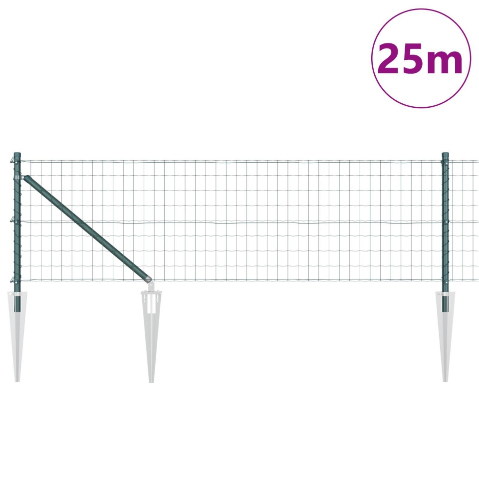 Cerc Euro cu 13 posturi cu vârf 0.6x25 m din oțel galvanizat verde - 2 | YEO