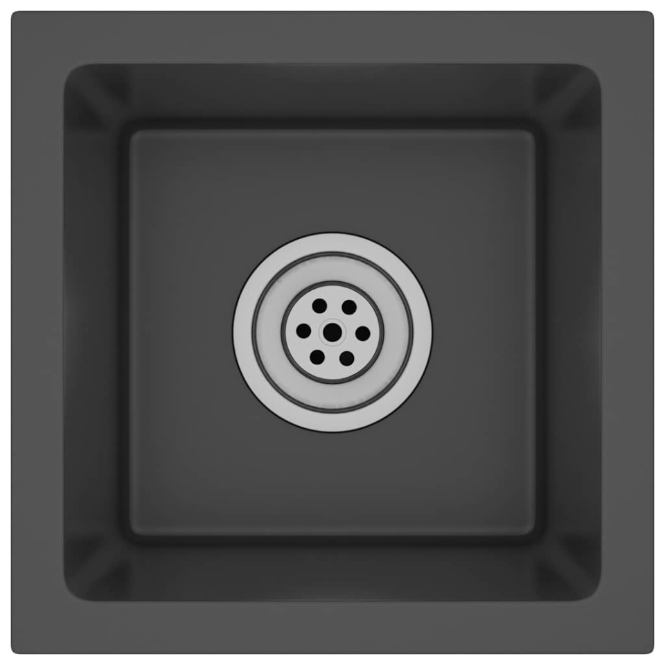 Chiuvetă de bucătărie lucrată manual, negru, oțel inoxidabil - 1 | YEO