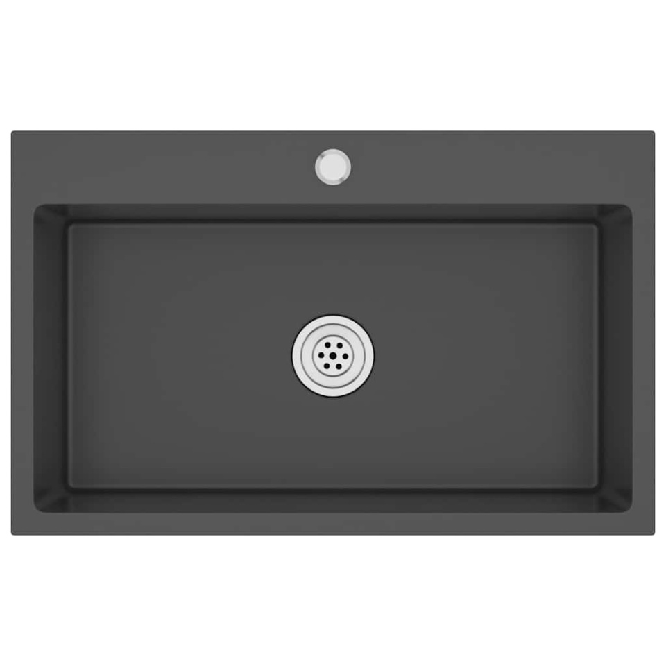 Chiuvetă de bucătărie lucrată manual, negru, oțel inoxidabil - 1 | YEO