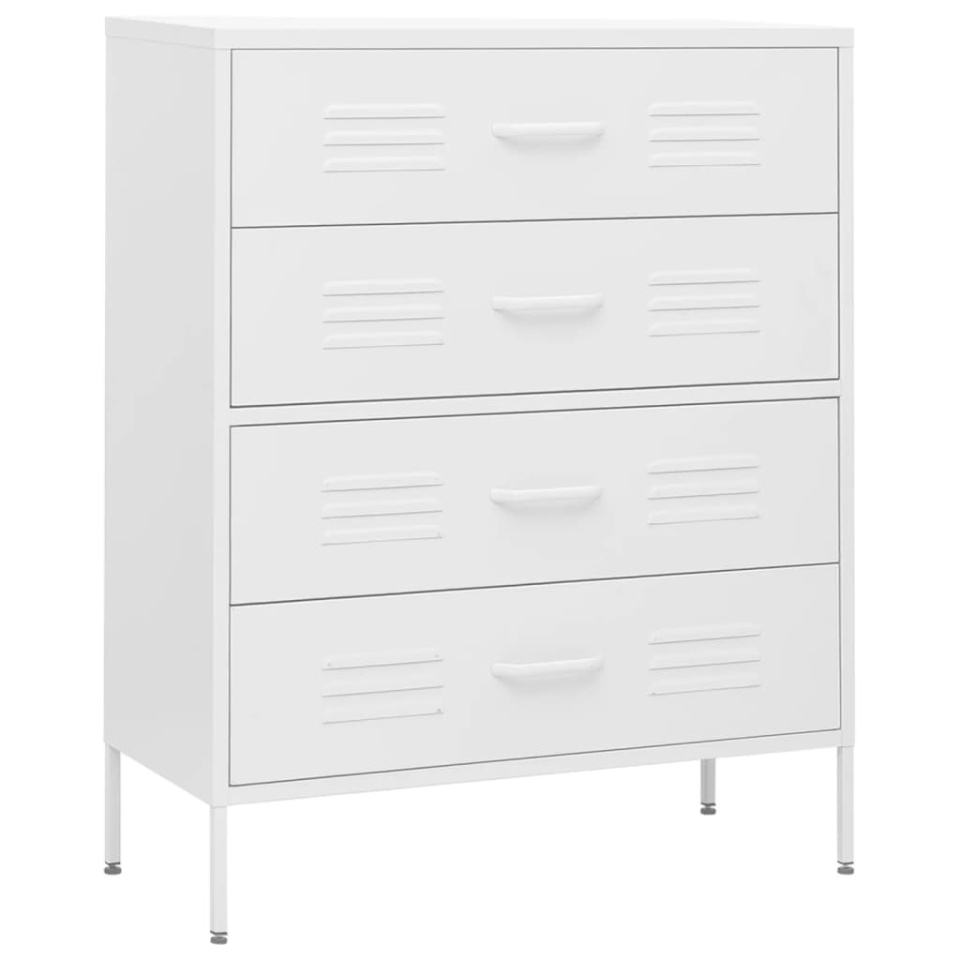 Comodă cu sertare, alb, 80x35x101,5 cm, oțel - 1 | YEO