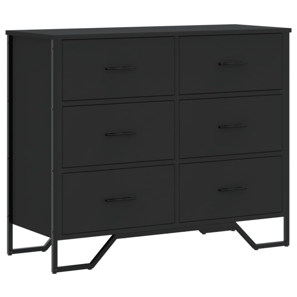 Comodă cu sertare, negru, 91x35,5x74,5 cm, lemn prelucrat - 1 | YEO