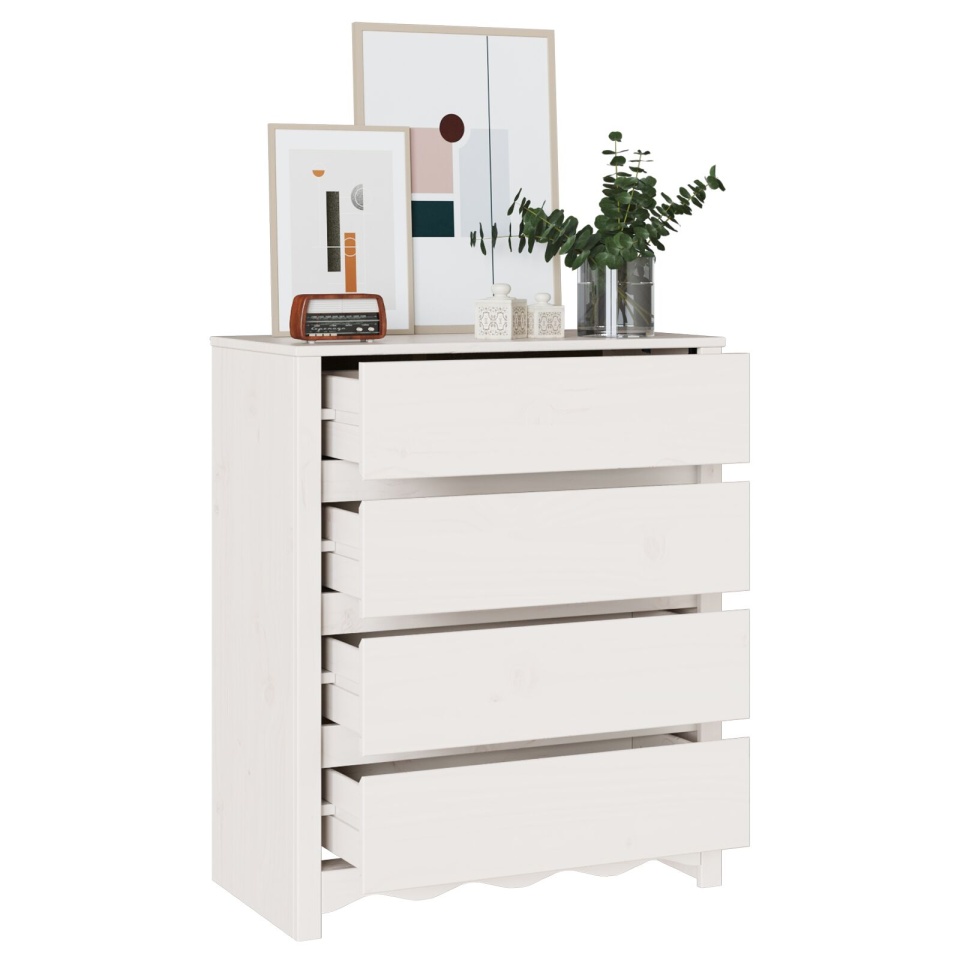 Comodă DRAMMEN Alb 76,5x40x91 cm Lemn masiv Pin - 2 | YEO