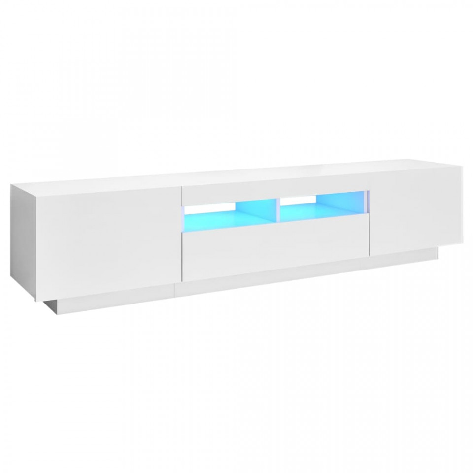 Comodă TV cu lumini LED, alb, 180x35x40 cm - 1 | YEO