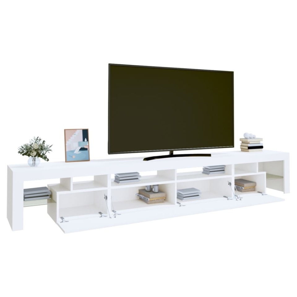 Comodă TV cu lumini LED, alb, 260x36,5x40cm - 4 | YEO