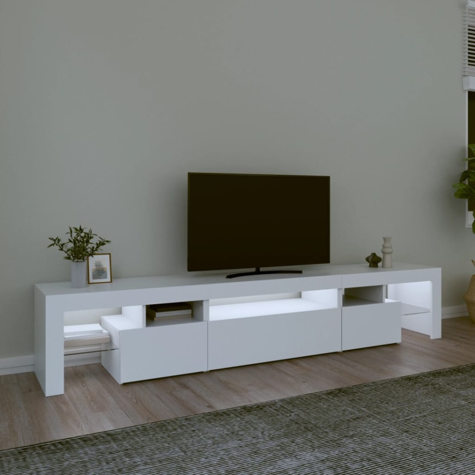 Comode TV cu lumini LED, alb，215x36,5x40 - 2 | YEO