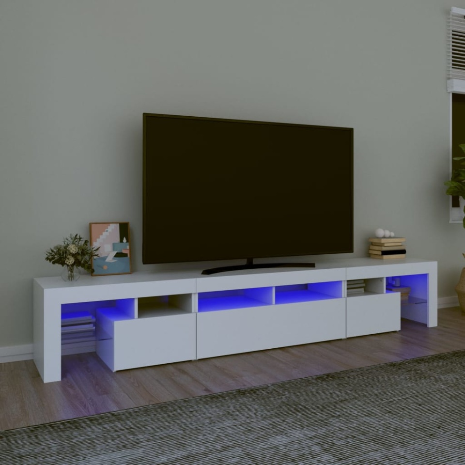 Comode TV cu lumini LED, alb2，30x36,5x40