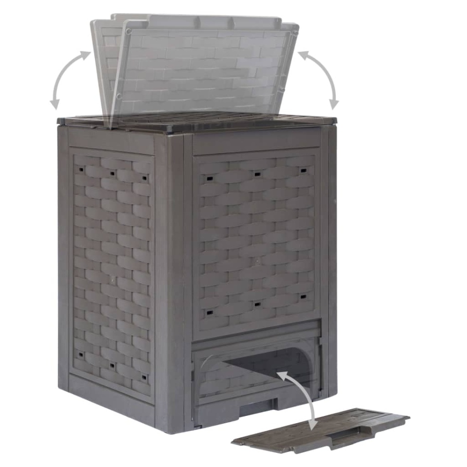 Compostoare grădină 3 buc. maro 60x60x83 cm 900 L plastic ratan - 3 | YEO