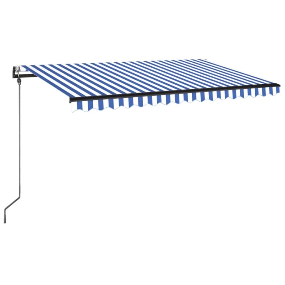 Copertină automată cu LED&senzor vânt, albastru/alb, 450x350 cm - 1 | YEO