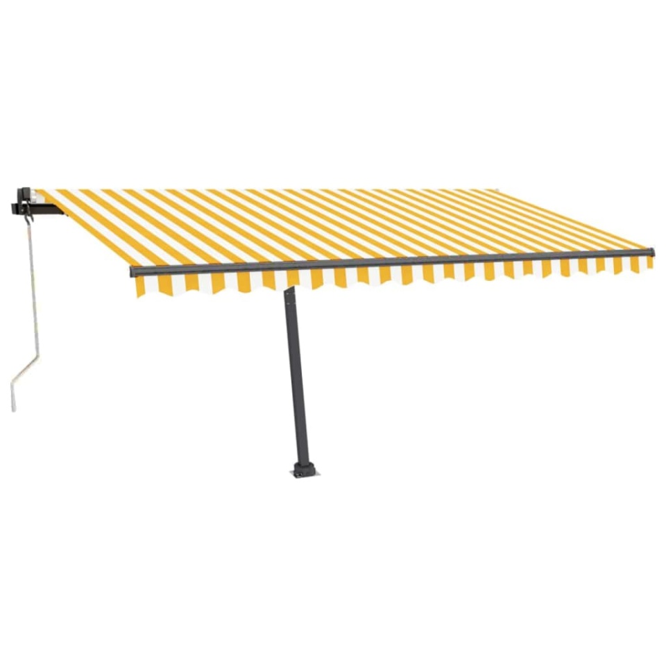 Copertină automată cu LED/senzor vânt, galben&alb, 450x350 cm - 1 | YEO