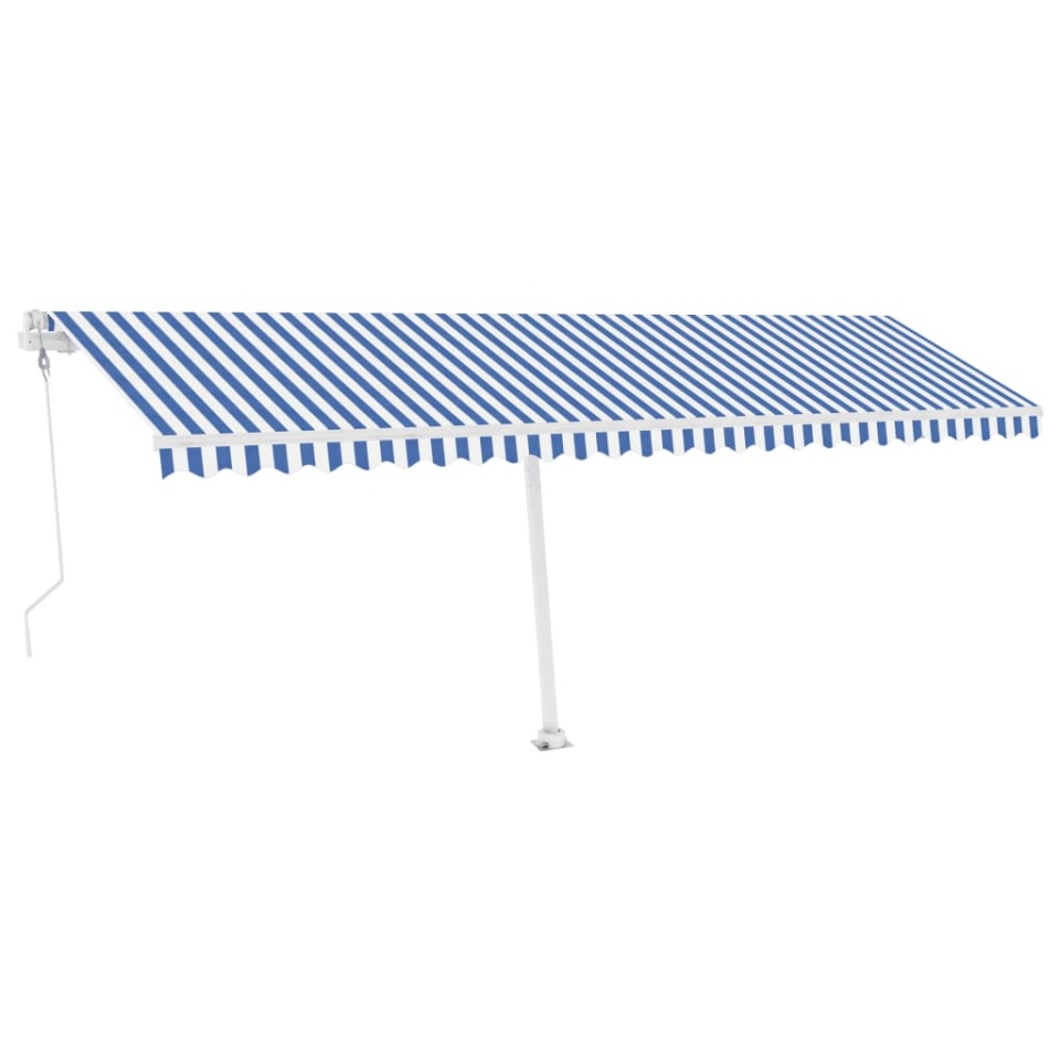 Copertină automată cu senzor vânt&LED, albastru/alb, 600x350 cm - 1 | YEO