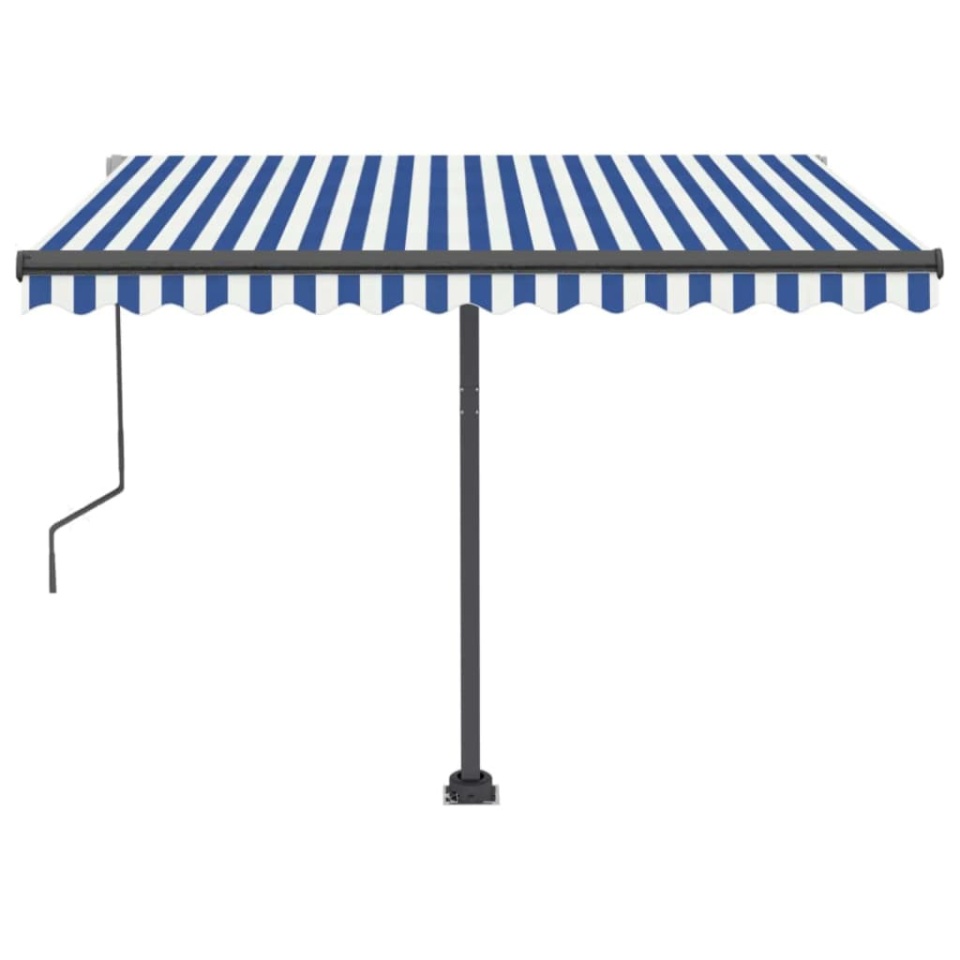 Copertină autonomă retractabilă automat albastru&alb 300x250 cm - 3 | YEO