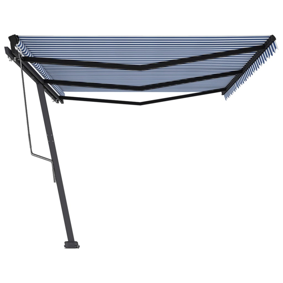 Copertină autonomă retractabilă automat albastru&alb 600x350 cm - 3 | YEO