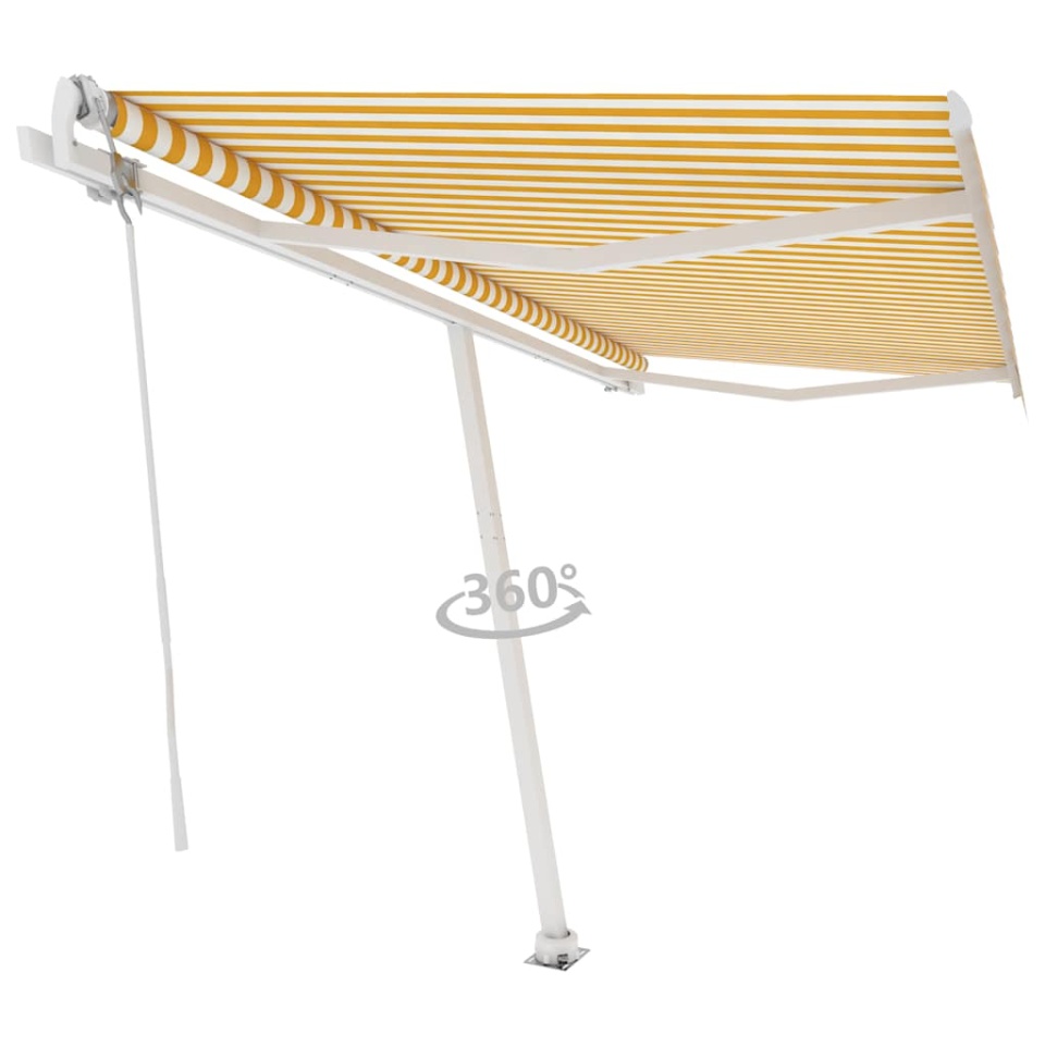 Copertină autonomă retractabilă automat galben&alb, 400x300 cm - 2 | YEO