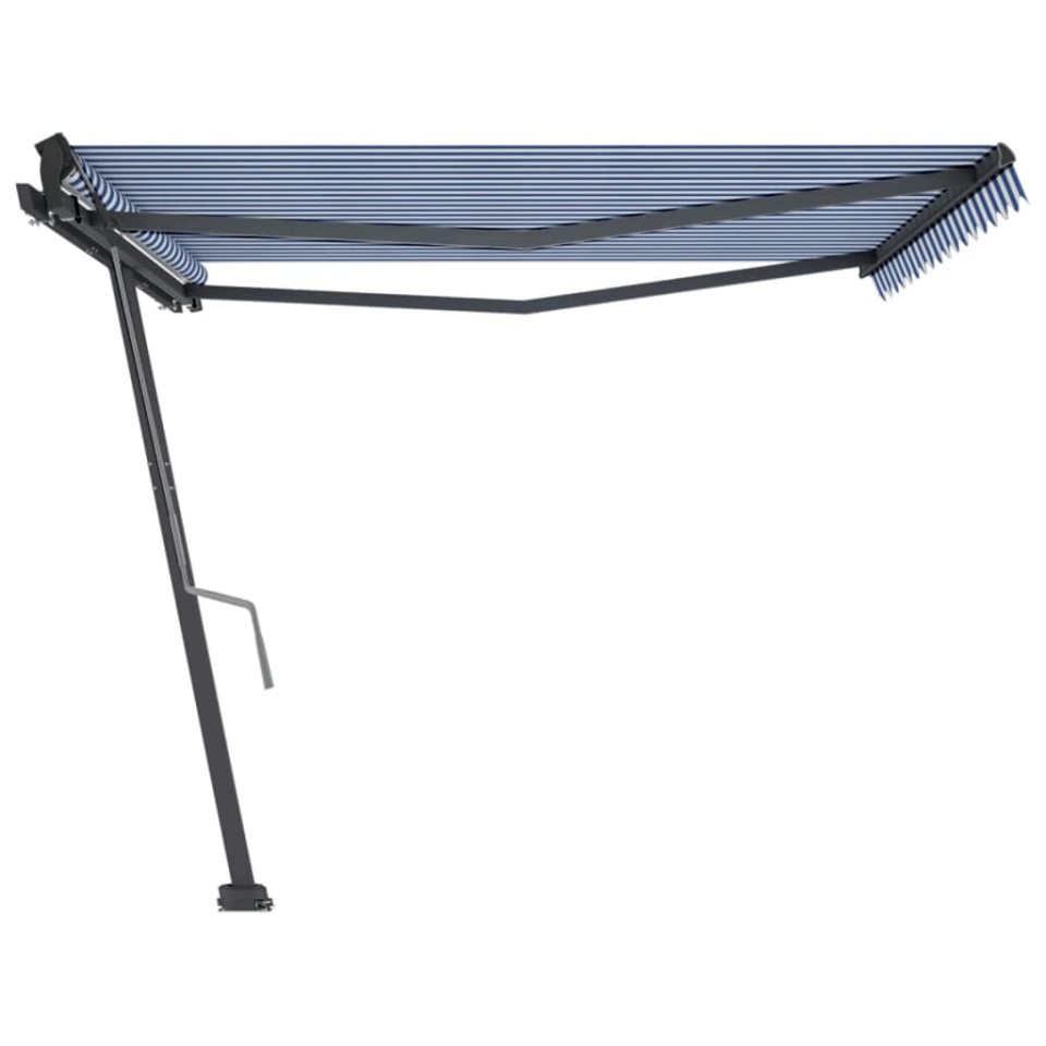Copertină autonomă retractabilă manual albastru/alb 450x350 cm - 3 | YEO