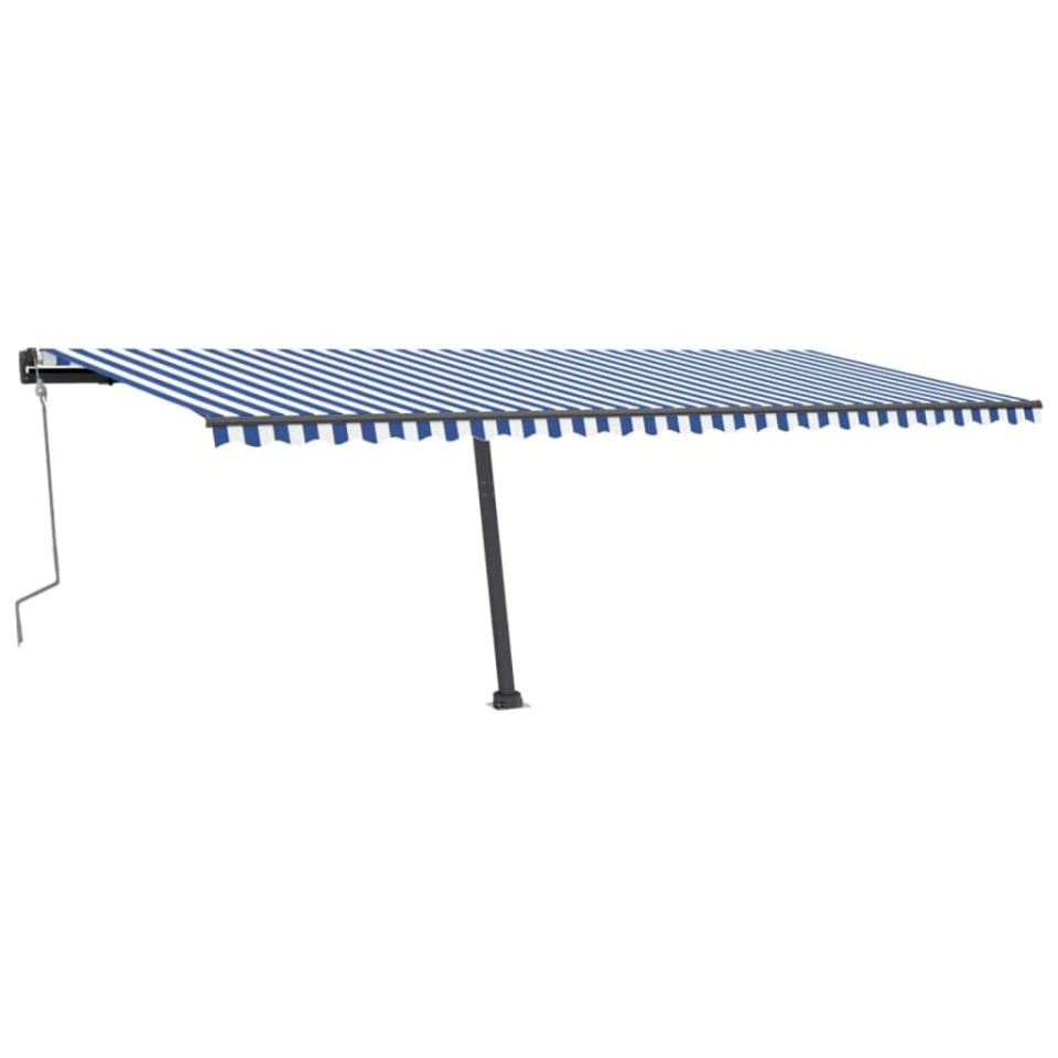 Copertină autonomă retractabilă manual albastru/alb 600x300 cm - 1 | YEO