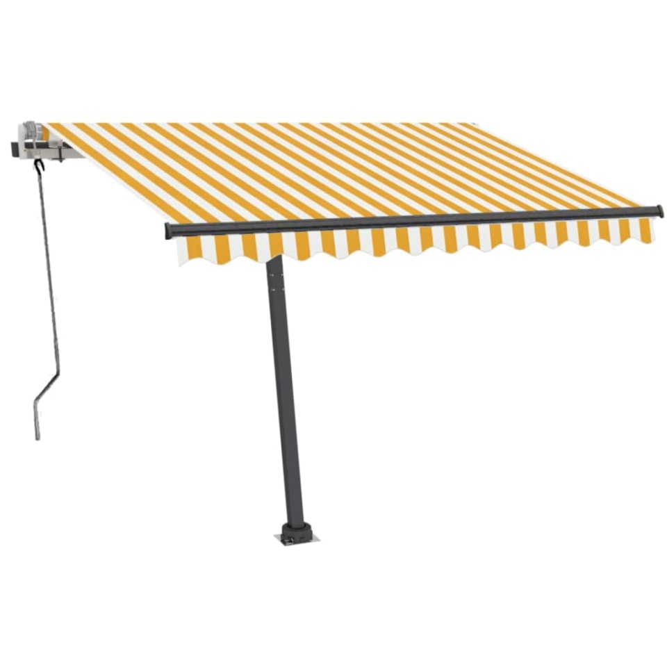 Copertină autonomă retractabilă manual, galben&alb, 350x250 cm - 2 | YEO