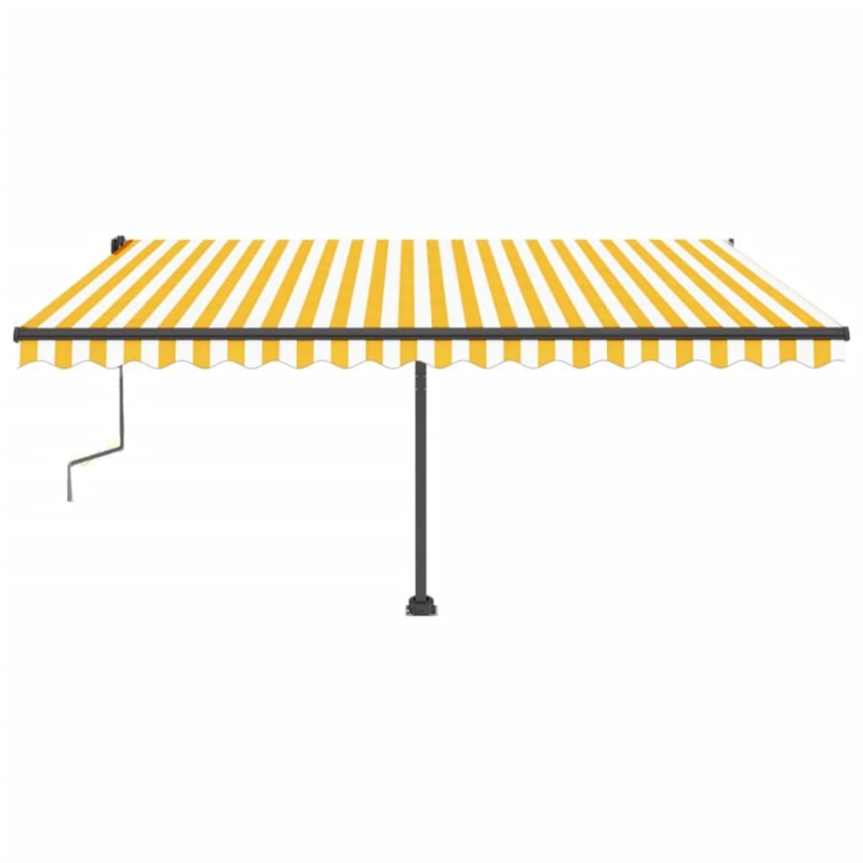 Copertină autonomă retractabilă manual, galben/alb, 450x350 cm - 3 | YEO