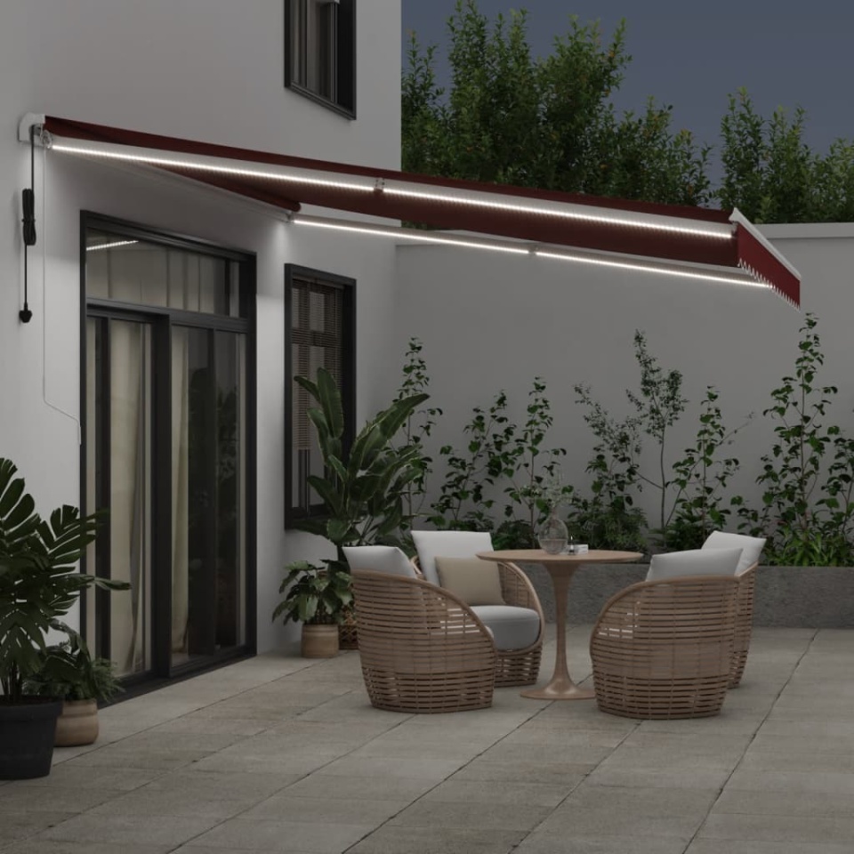 Copertina retractabilă automat cu LED, vișiniu, 450x300 cm - 2 | YEO