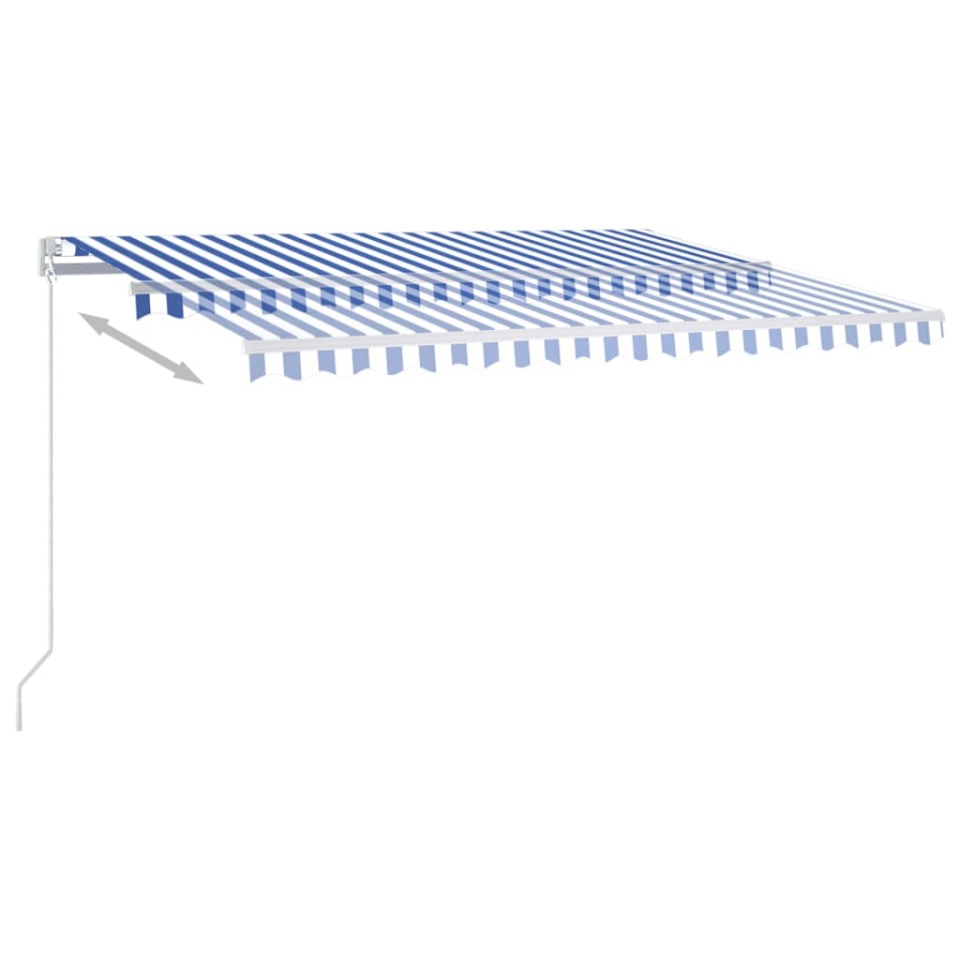 Copertină retractabilă automat cu stâlpi, albastru&alb, 4x3,5 m - 2 | YEO