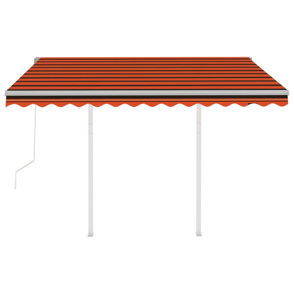 Copertină retractabilă automat stâlpi portocaliu/maro 3,5x2,5 m - 3 | YEO