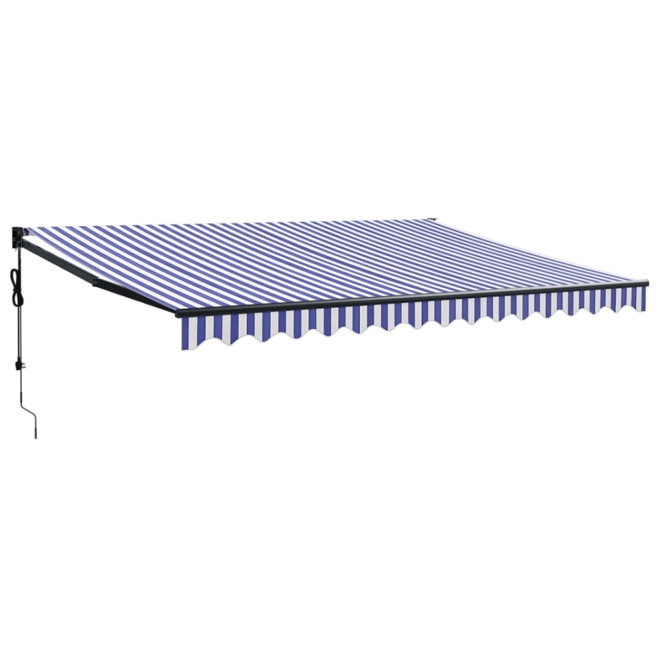 Copertină retractabilă automată, albastru și alb, 4x3 m - 1 | YEO