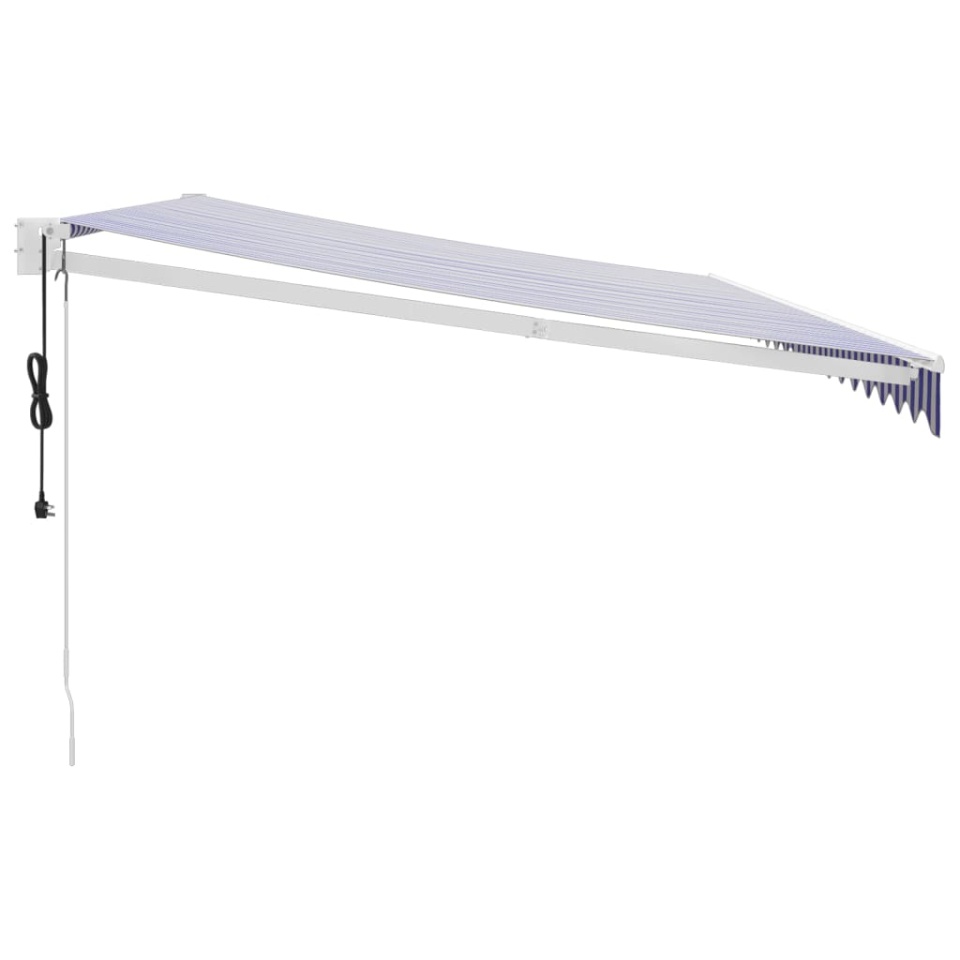 Copertină retractabilă automată, albastru și alb, 5x3 m - 3 | YEO