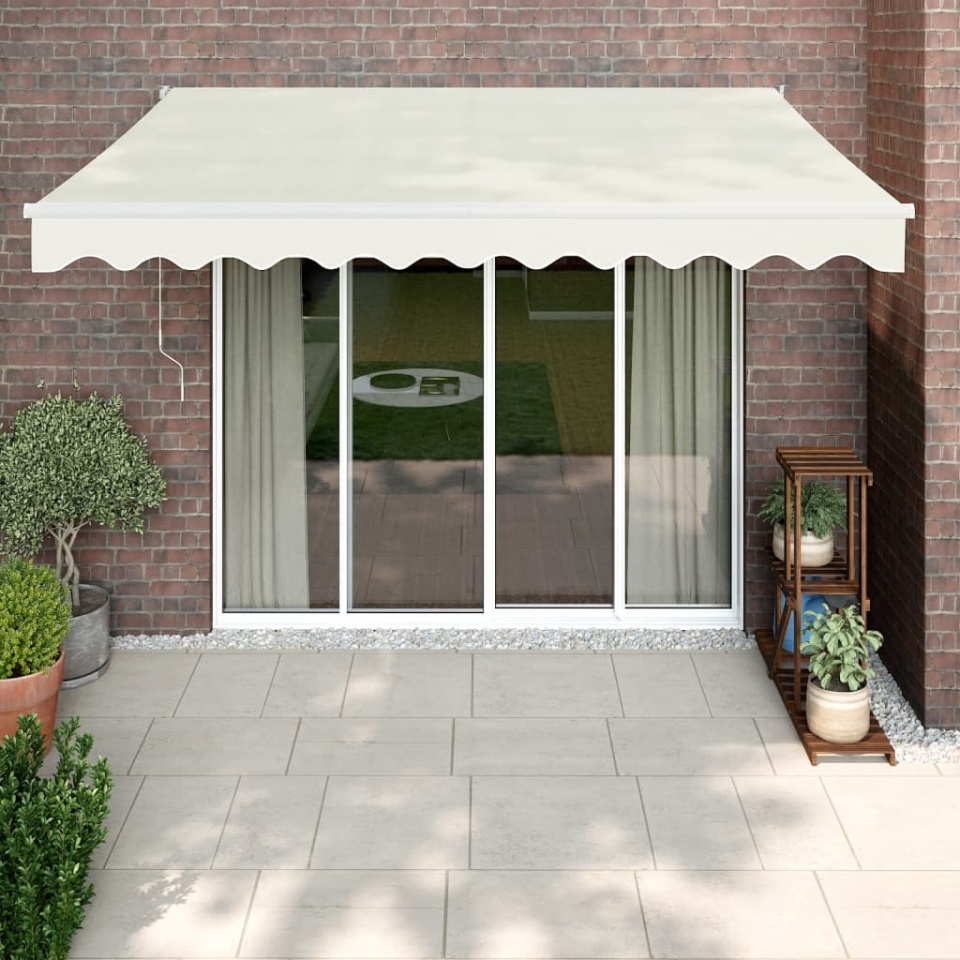 Copertină retractabilă, crem, 3x2,5 m, textil și aluminiu