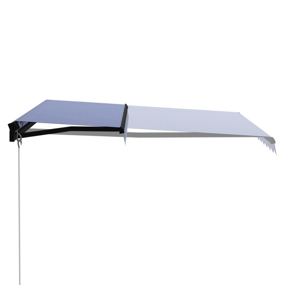 Copertină retractabilă manual, albastru și alb, 300 x 250 cm - 1 | YEO