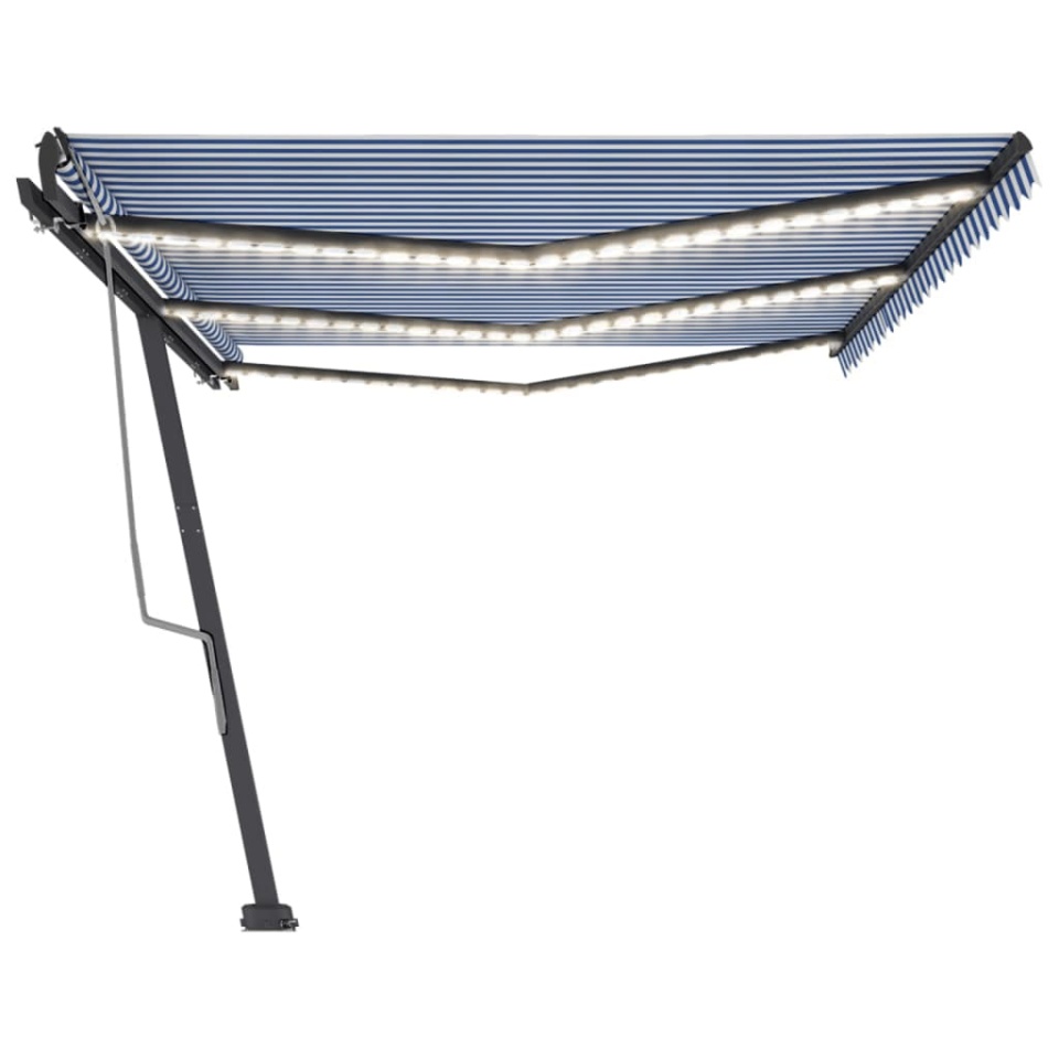 Copertină retractabilă manual cu LED albastru și alb 600x300 cm - 3 | YEO