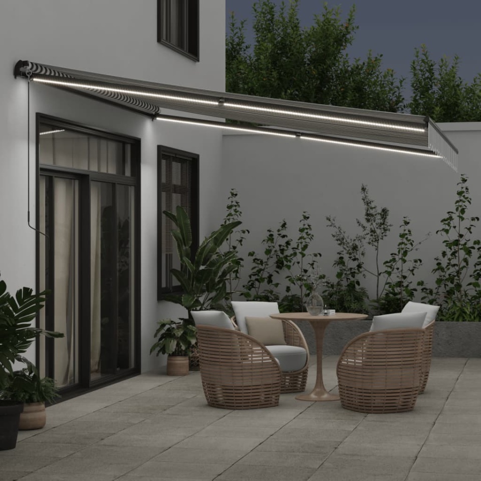 Copertină retractabilă manual cu LED, antracit/alb, 400x350 cm - 2 | YEO