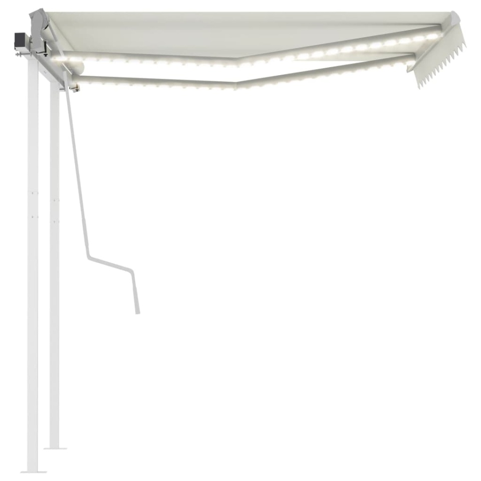 Copertină retractabilă manual cu LED, crem, 3x2,5 m - 1 | YEO