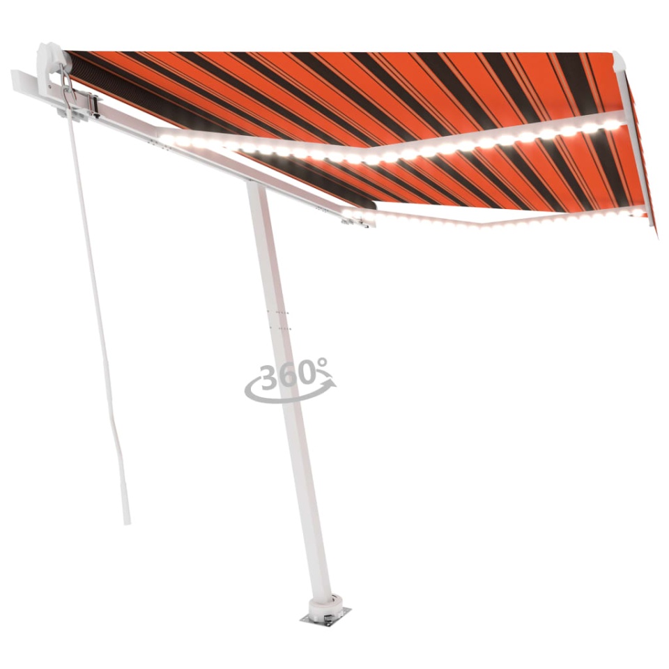 Copertină retractabilă manual cu LED portocaliu&maro 300x250 cm - 2 | YEO