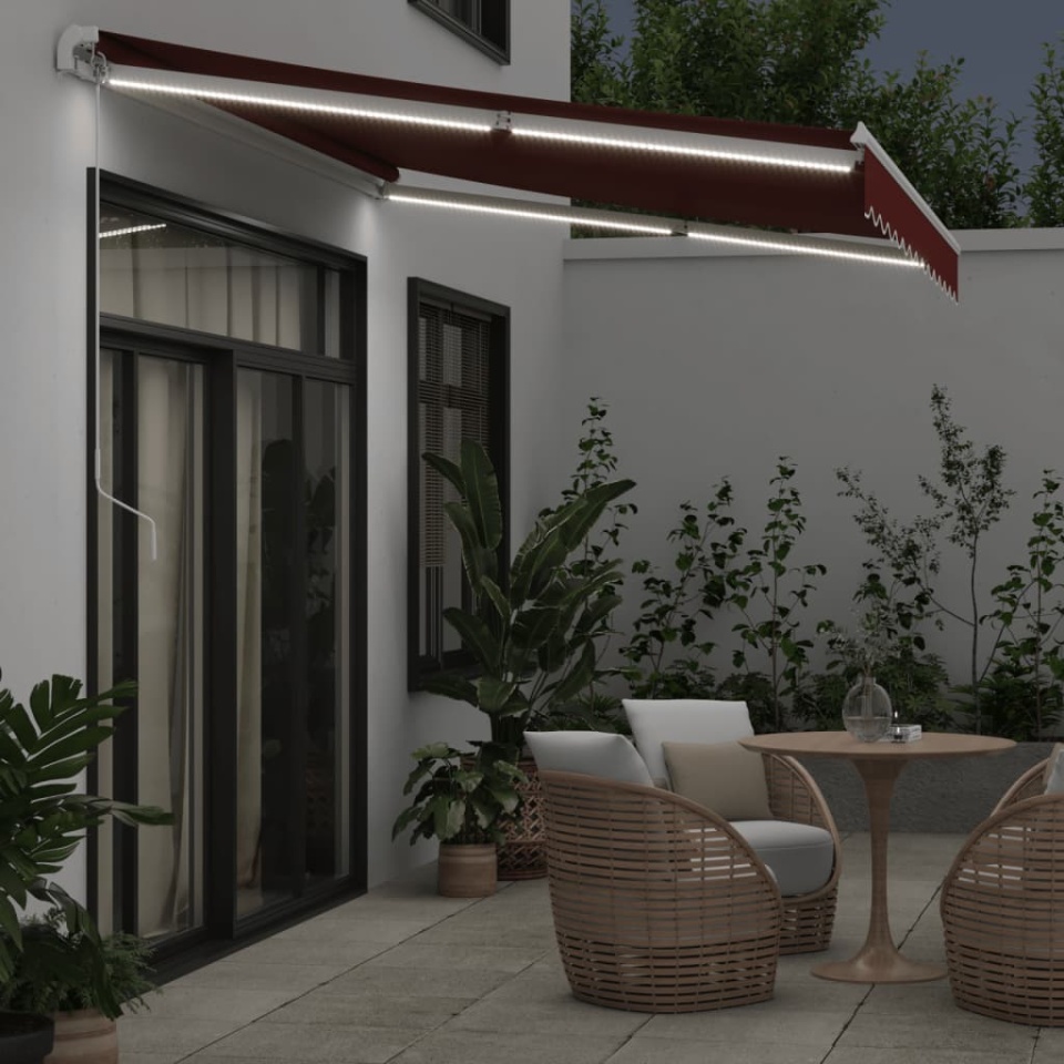 Copertina retractabilă manual cu LED, vișiniu, 350x250 cm - 2 | YEO