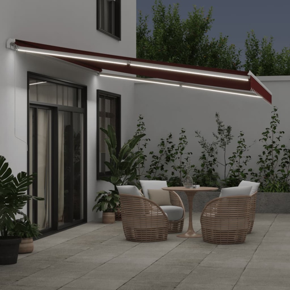 Copertina retractabilă manual cu LED, vișiniu, 450x300 cm - 2 | YEO