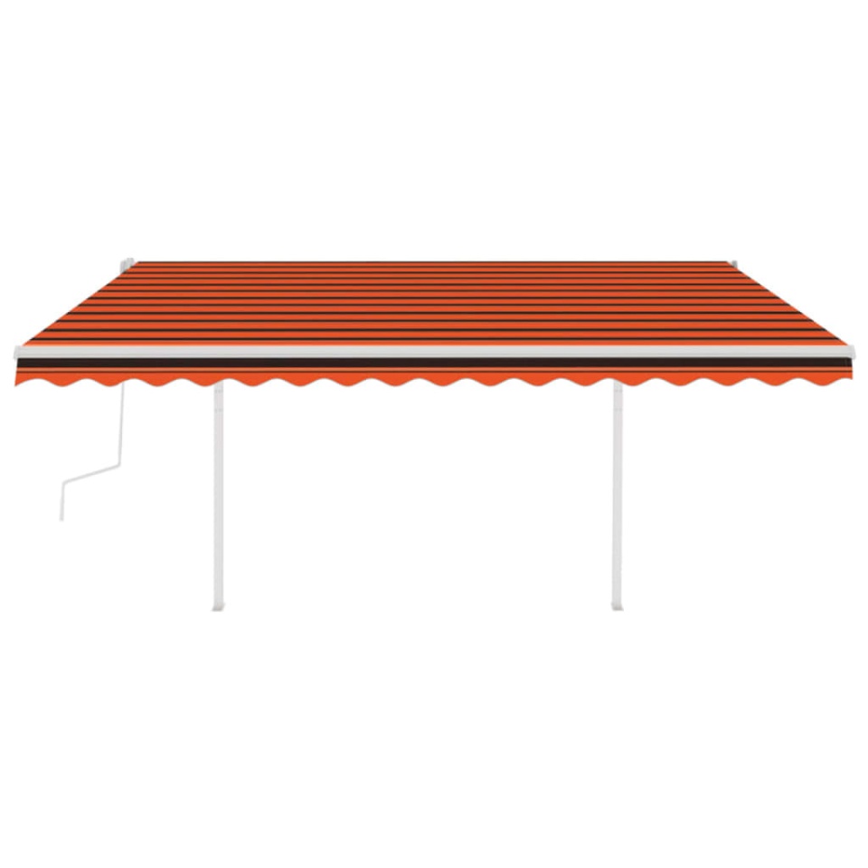 Copertină retractabilă manual cu stâlpi, portocaliu&maro, 4x3 m - 2 | YEO