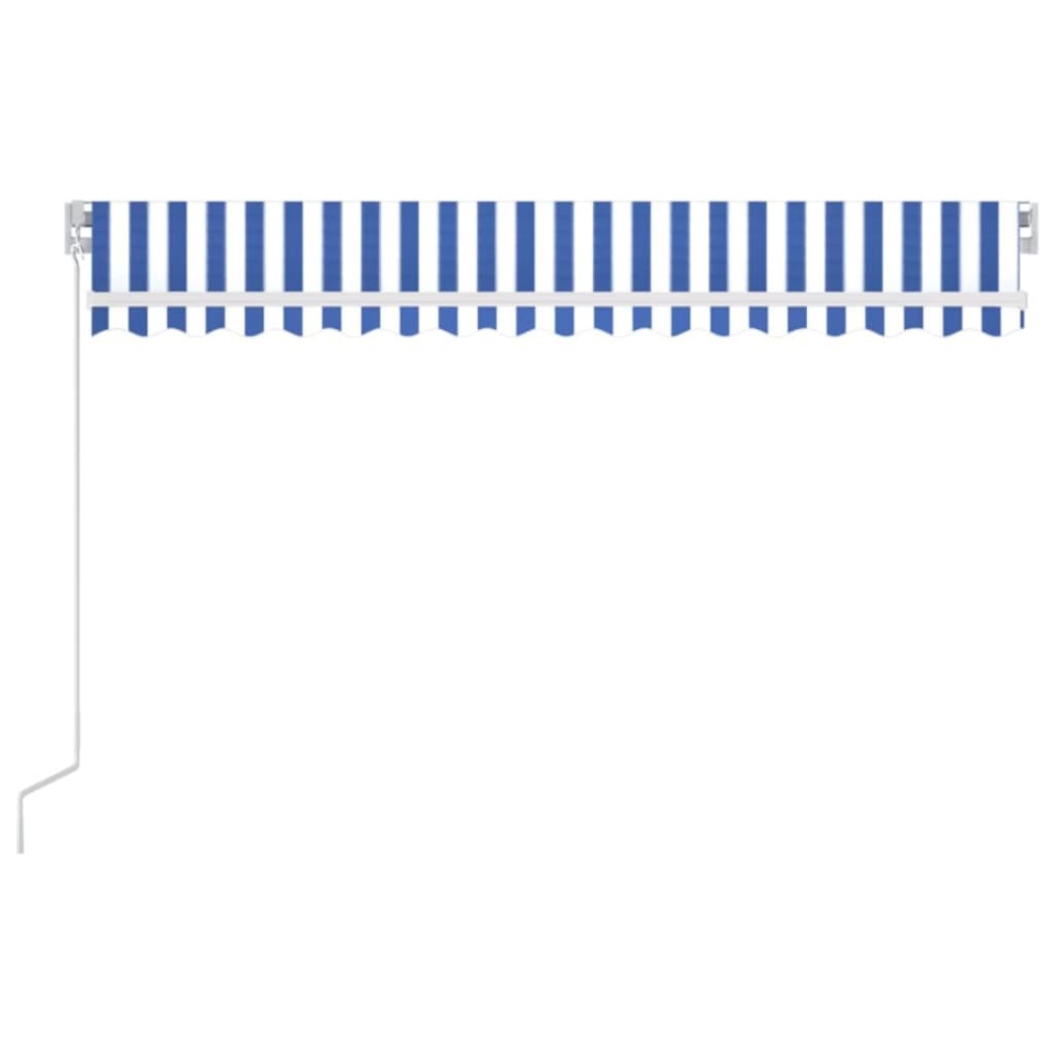 Copertină retractabilă manual LED, albastru și alb, 400x300 cm - 2 | YEO