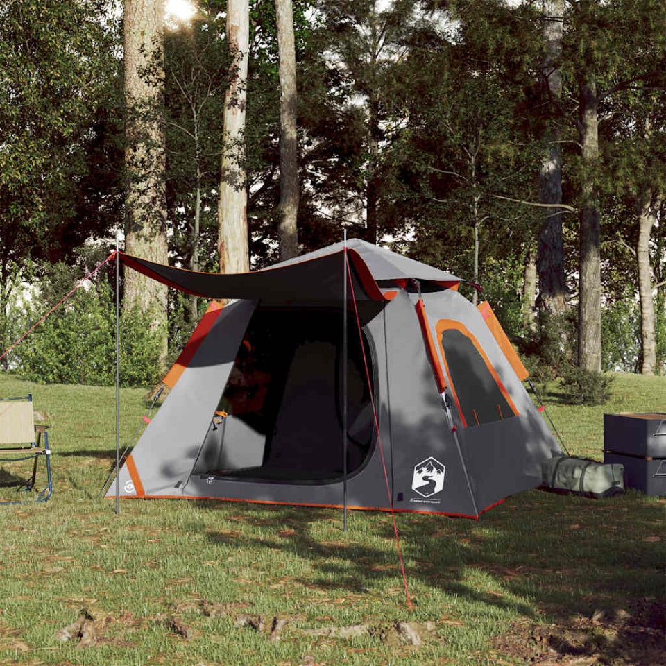 Cort camping cupolă 4 persoane, gri/portocaliu, setare rapidă - 2 | YEO