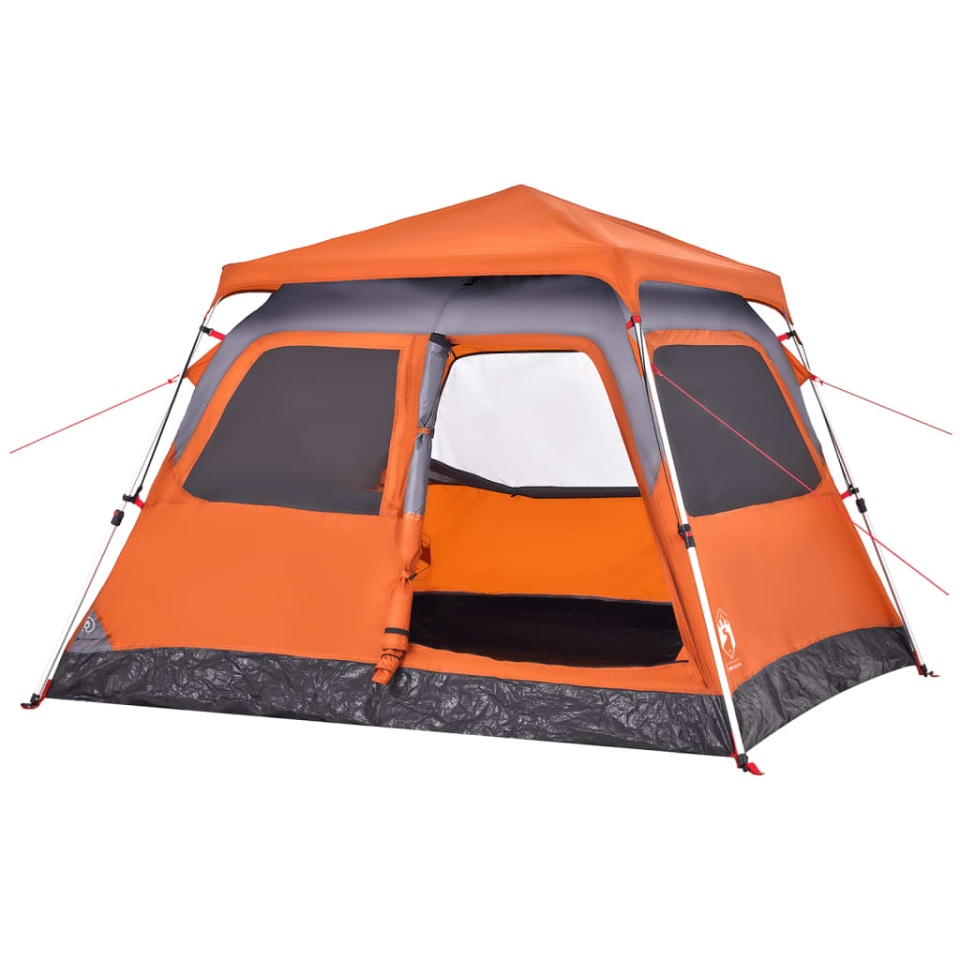 Cort camping cupolă 4 persoane, gri/portocaliu, setare rapidă - 3 | YEO