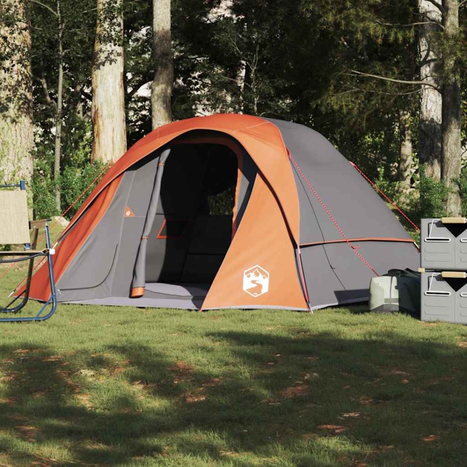 Cort de camping pentru 6 persoane, gri/portocaliu, impermeabil - 3 | YEO