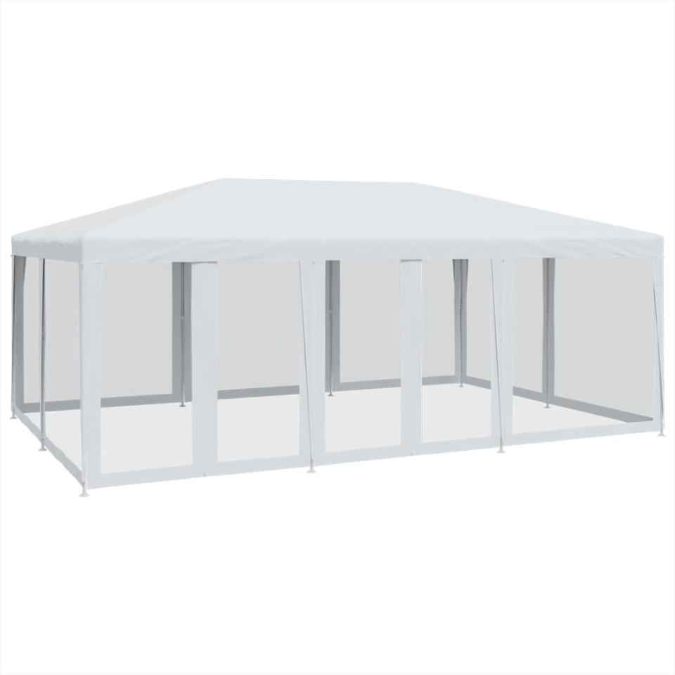 Cort de petrecere cu 10 pereți din plasă, alb, 6x4 m, HDPE - 1 | YEO