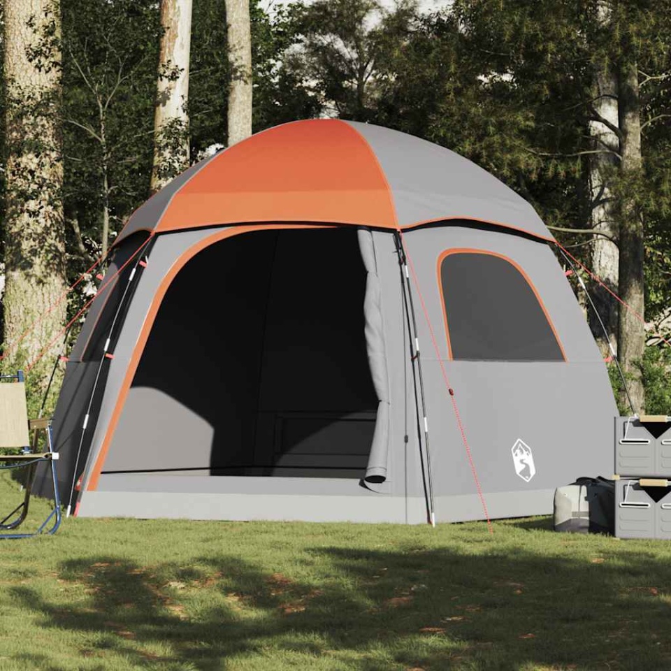 Cort familie Igloo pentru 6 persoane gri/portocaliu impermeabil - 3 | YEO