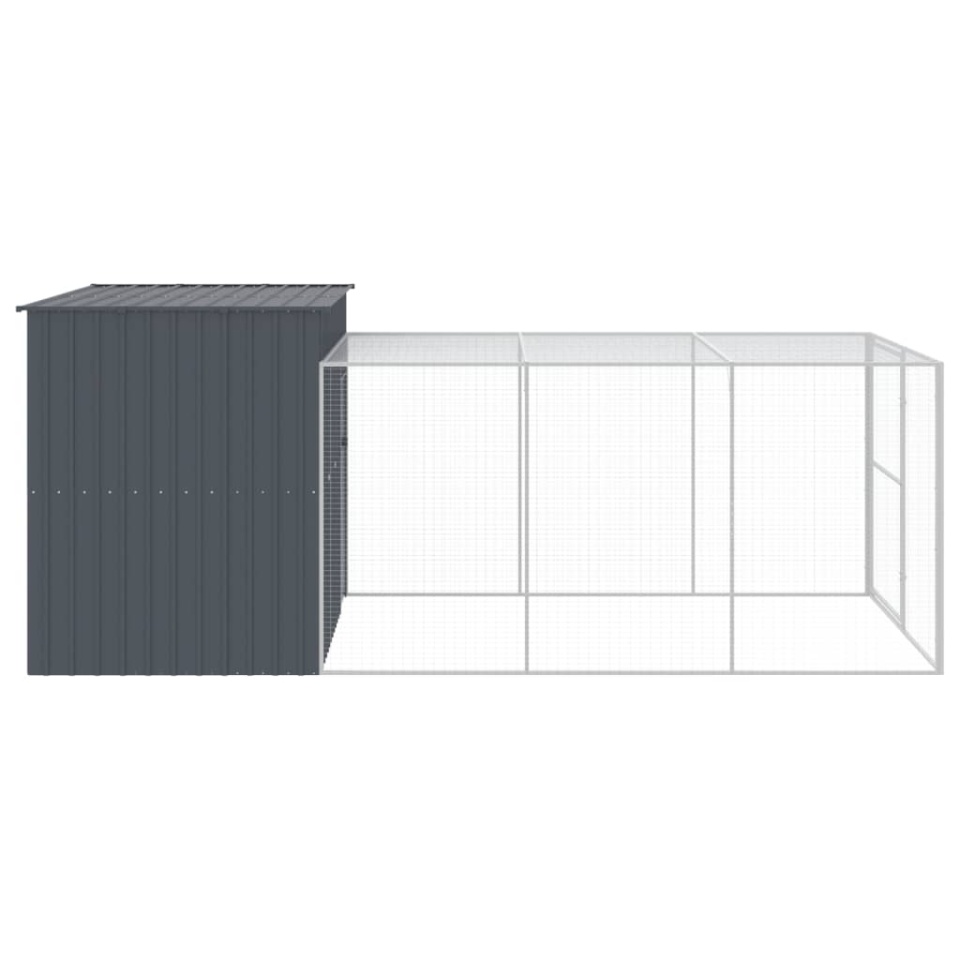 Cușcă de câine cu țarc antracit 214x457x181 cm oțel galvanizat - 3 | YEO